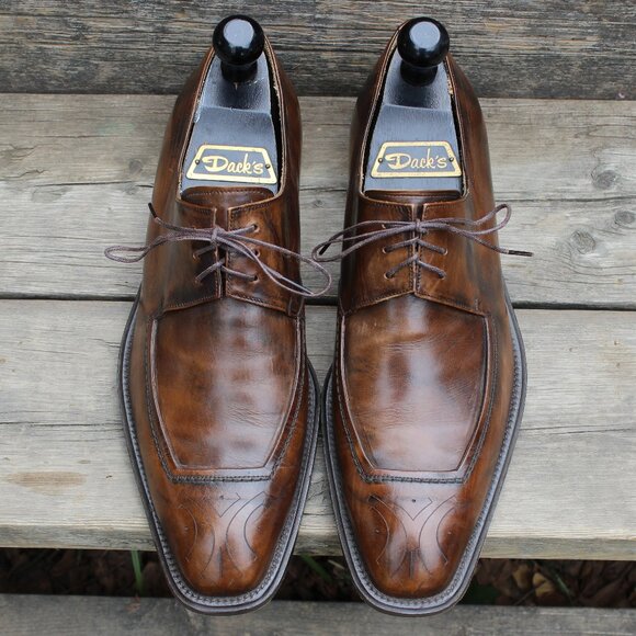 Mezlan Brown Leather Medallion Toe Derby, Men's 10 M, Made in Spain, EUC - Picture 3 of 15